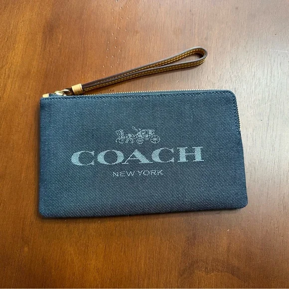 Coach Large Denim Wristlet - Picture 1 of 5